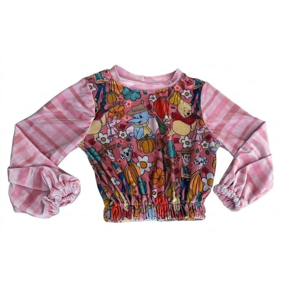 Boutique Disney Fall Pumpkin Bubble Waist Top Size 2T Handmade